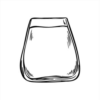 lleno vaso con refrescante bebida monocromo aislado ilustración en lineal contorno estilo. pureza bebida grabando dibujo. agua bebida para menú, embalaje concepto, hidratación diseño vector