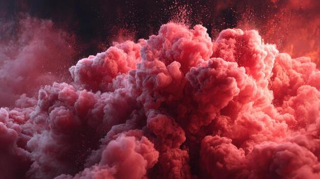 A red cloud of smoke is blowing up in the air photo