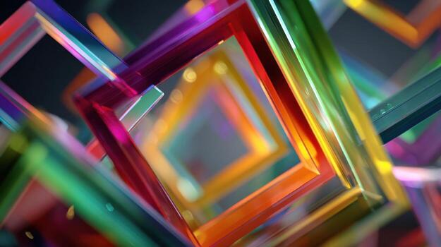 Abstract colorful squares on black background photo