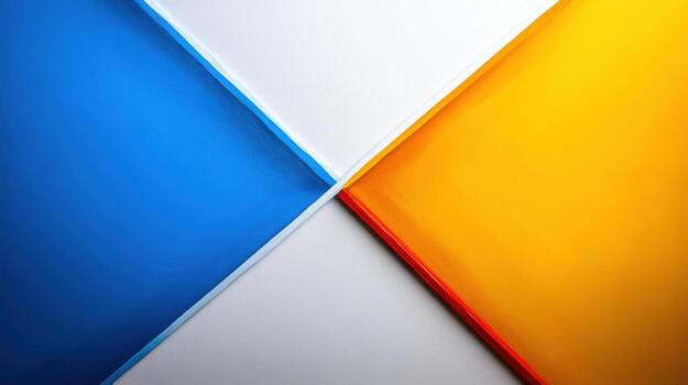 Bright blue, white, yellow, and orange triangular sections form an abstract arrangement that captivates the viewer's attention with bold colors and shapes photo