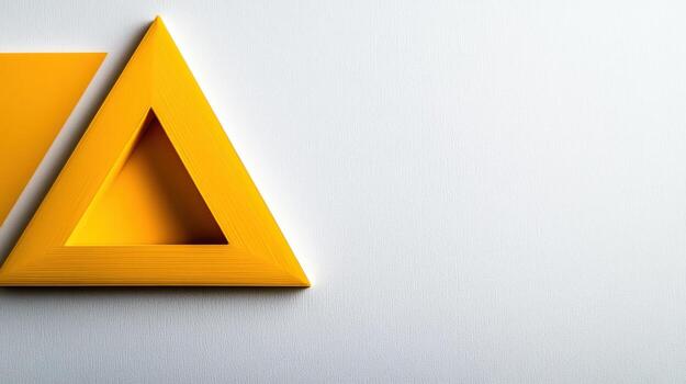 amarillo triángulo en blanco antecedentes foto