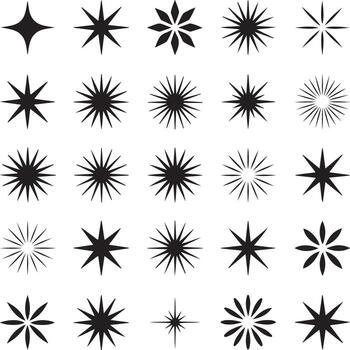 colección de estrella formas aislado en blanco fondo, representando brillar vector