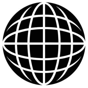 Black silhouette of a globe with grid lines on a white background world earth vector