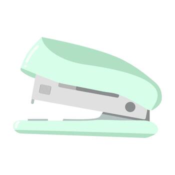 Mint green stapler on white background with minimalist design vector