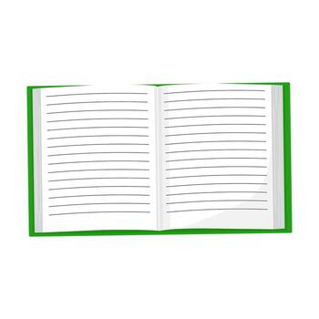 Open green notebook with lined pages ready for writing inspiration vector