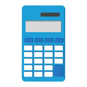 Blue graphic calculator with white buttons and display on white background vector