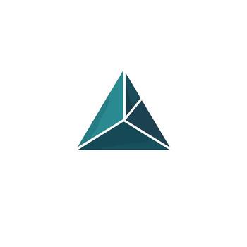 A teal and navy triangle divided into sections on a white backdrop vector