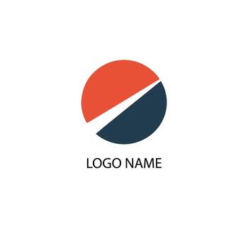 Abstract circle divided diagonally with text below on white background vector