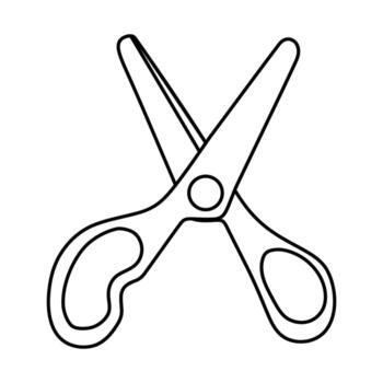 Black and white line drawing of scissors with simple design vector