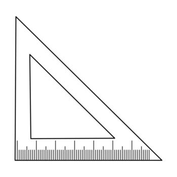 Transparent triangular ruler with metric measurements on white background vector