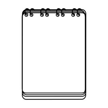 Blank spiral notepad with black outline on white background vector