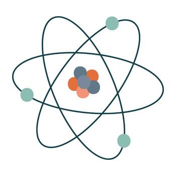 atómico modelo mano dibujado plano estilo ilustración. espalda a colegio tema elemento. atómico física ciencia. vector