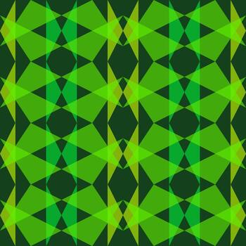 Geometric seamless pattern. Complicated colorful background. Polygonal shapes in shades of green. A complex pattern of translucent geometric shapes on a dark background. Classic stained glass design vector