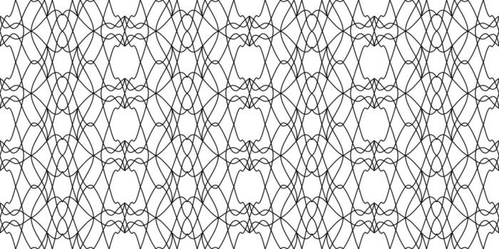 Monochrome black ornate grid on white background. Geometric symmetric seamless pattern. guilloche ornament of curved lines. Refine pattern for your design projects. vector