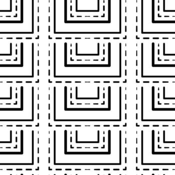 Abstract seamless pattern with black half squared. Mosaic square tile. Geometric grid pattern. Complicated texture background. Clear strict ornament. Monochrome black design for web, textile, etc. vector