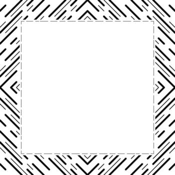 Square frame with monochrome geometric design. Black diagonal lines. Ornament of different thickness lines. Neutral geometric background for your text vector