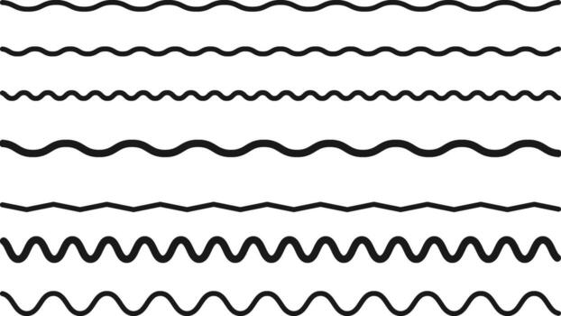 Wavy Line Icon Set on a white background vector