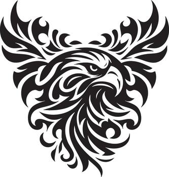 Dynamic tribal eagle head tattoo design featuring bold lines and a striking color palette suitable for banners and advertisements vector