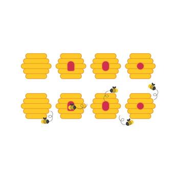 plano sin costura ilustración de abejas volador alrededor miel urticaria con mínimo estilo, Perfecto para antecedentes o patrones. vector