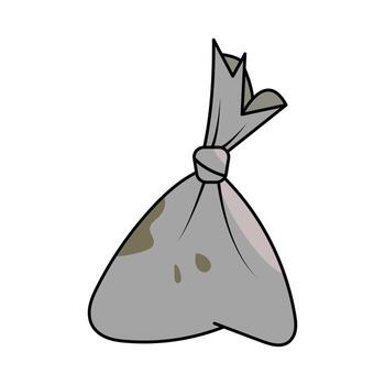 Garbage Bag Illustration. A simple and clean illustration of a tied garbage bag in gray tones, featuring subtle shading and a few darker spots for a realistic touch. vector