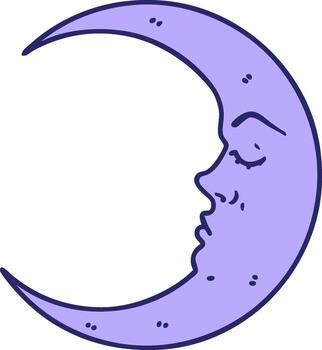 A crescent with a face and a nose vector