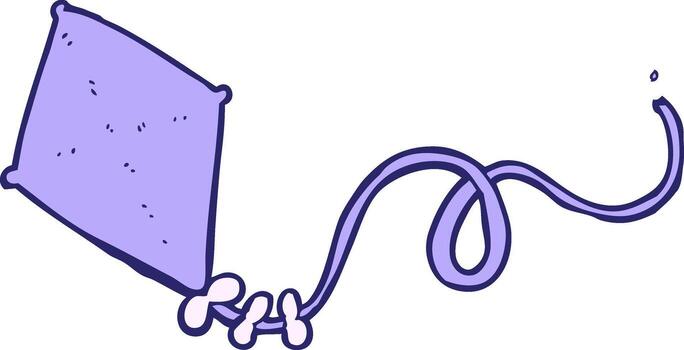 A purple kite with a long string attached to it vector