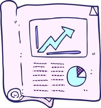 A newspaper with a graph and a pie chart vector