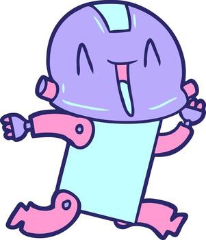 un dibujos animados robot corriendo con sus brazos extendido vector