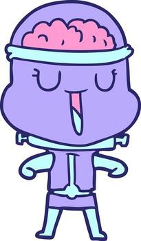 A cartoon character with a brain in a helmet vector