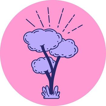 un rosado circulo con un árbol en el medio vector