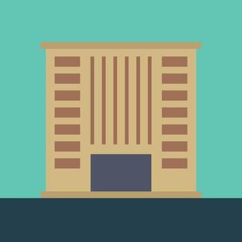 Abstract Depiction of a Multi Story Building Facade with Rectangular Windows and a Dark Blue Entrance Area vector