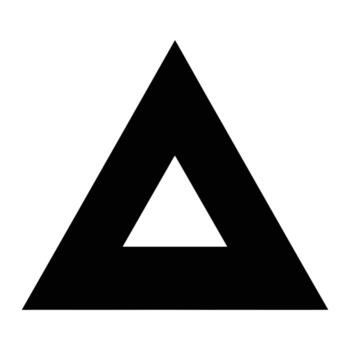 Black triangle outline with white inner triangle geometric shape vector