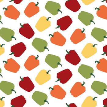 seamless pattern with orange, red, yellow pepper. For design, branding, textile, background vector