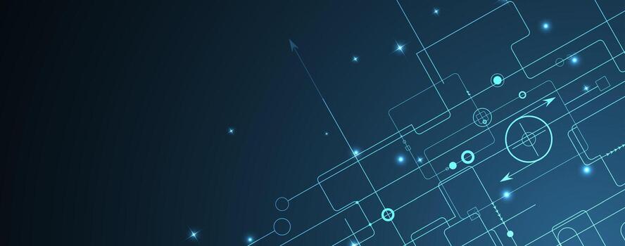 technology circuit background with blue lines and dots vector