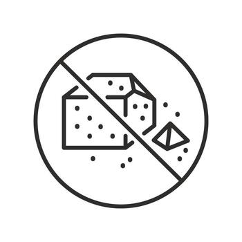 do not use refined sugar icon, prohibited cube sugar, thin simple illustration vector