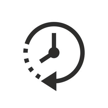 deadline time icon, clock, interval timer, fast hour, instant or short period, flat illustration vector