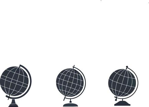 Set of Desktop Globe Icons on Stands vector