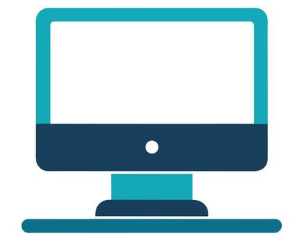 sereno verde azulado escritorio computadora icono un minimalista digital espacio de trabajo ilustración, Perfecto para moderno sitio web diseño vector