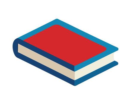 Serene Red and Blue Book, Resting on White Background Isometric Illustration of a Closed Book, Ideal for Education and Knowledge Concepts vector