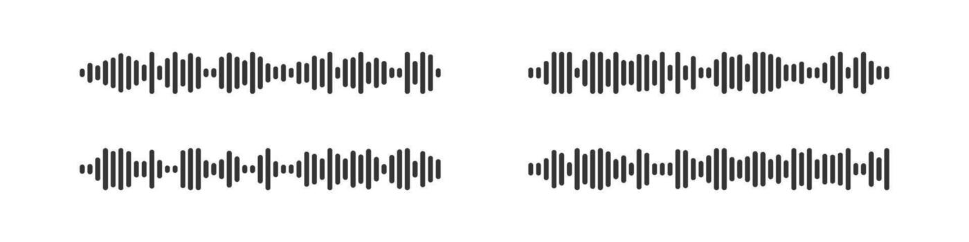Podcast sound wave patterns with black audio waveform for digital broadcasting and streaming. vector