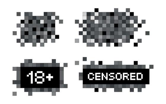 Censored Pixelated Content Warning for Adult Material and Sensitive Information Restriction and Obscurity vector