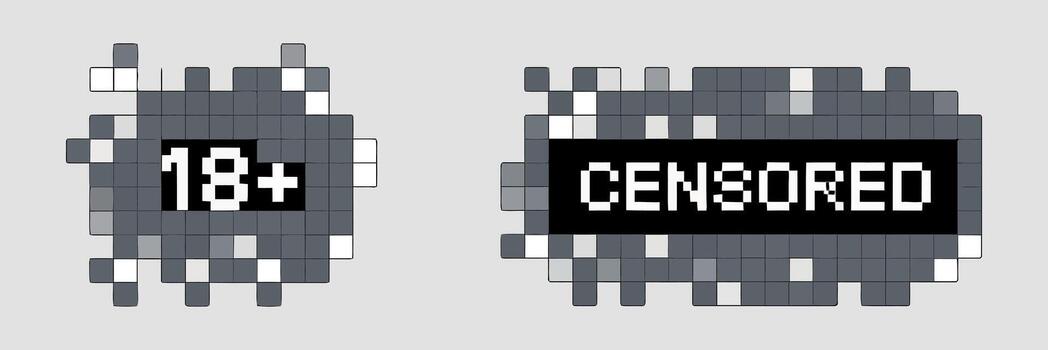 Pixelated Eighteen Plus Symbol with Blurred Edges for Content Restriction and Age Verification on Digital Platforms vector