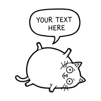 Funny Chubby Cat Character Lying on Back with Speech Bubble vector