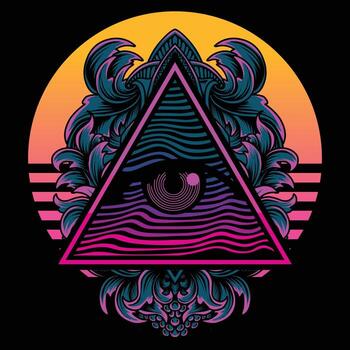Colorful triangle with eye design vector