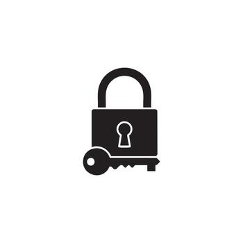 Padlock and key silhouette isolated on white background vector
