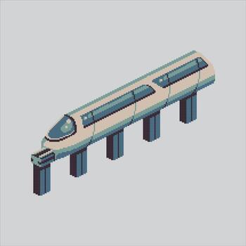 Pixel art illustration Monorail Train. Pixelated Futuristic Train. Futuristic Monorail Train Icon pixelated for the pixel art game and icon for website and game. old school retro. vector