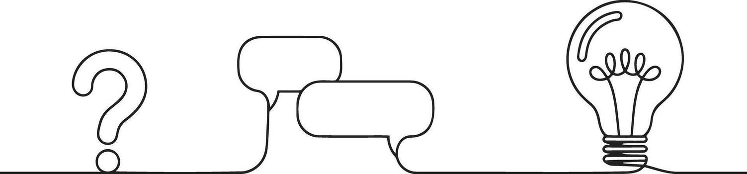 Continuous Line Drawing Exploring Questions Conversation and Ideas Leading to Innovation and Solutions vector