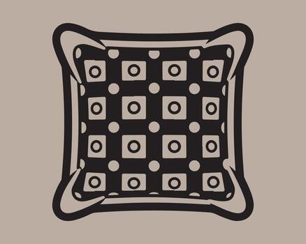 Decorative square pillow with geometric pattern and tassels vector