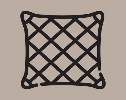 Hand drawn pillow with diamond pattern on a neutral background vector