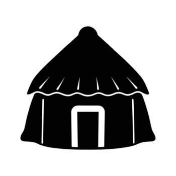 Ancient Clay Hut Silhouette with Simple Outline Isolated on White Background vector